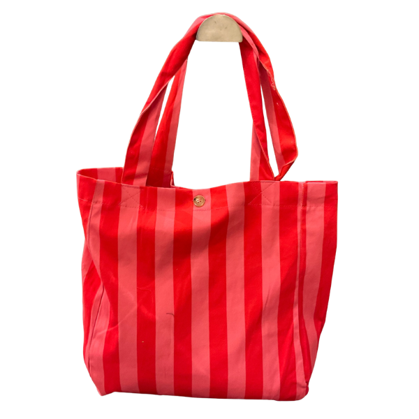 Tote bag à rayure - Rouge/Rose