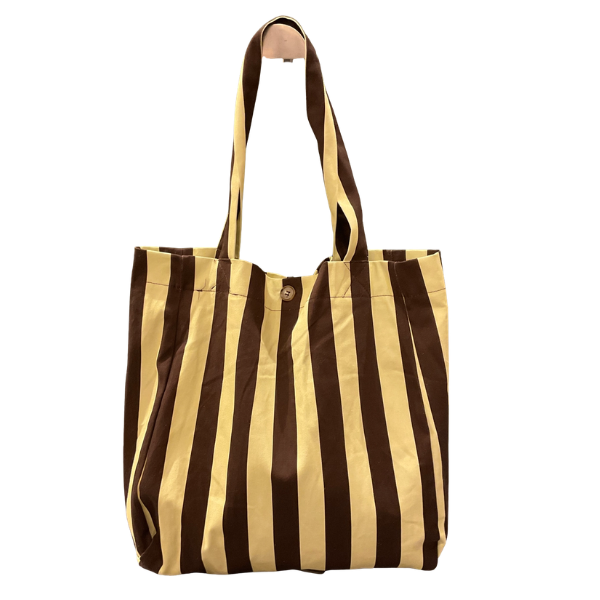 Tote bag à rayure - Choco/Jaune