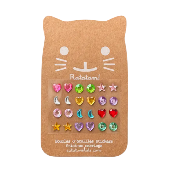 Ratatam - Lot de 12 boucles d'oreilles autocollantes