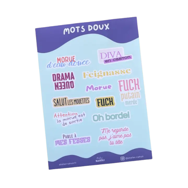 Planche de stickers - Mots doux - A6