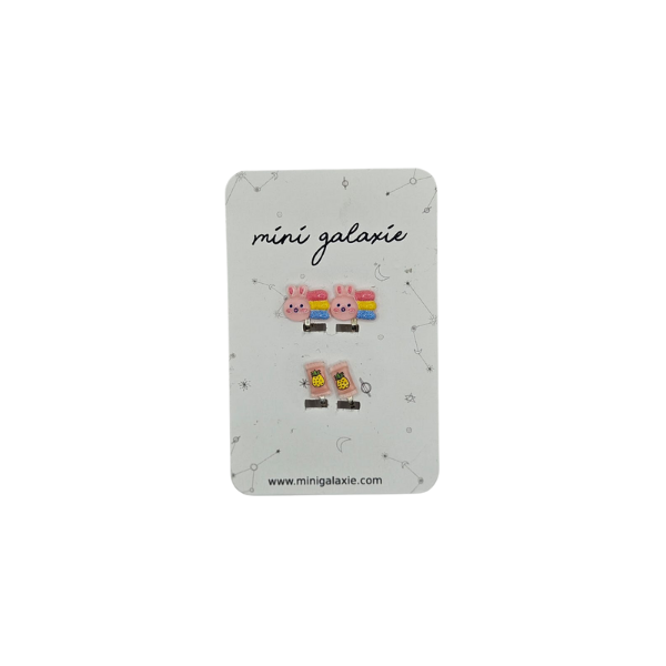 Boucles d'oreilles Clips Arc en ciel et ananas