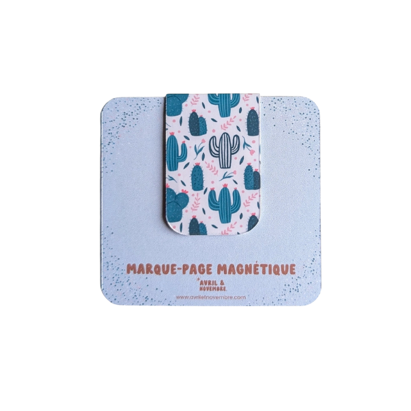 Marque-pages magnétiques - Cactus et fleurs roses