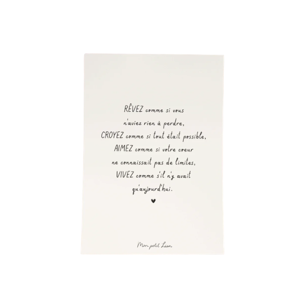 Mon Petit Léon - Carte citation A6 - Mood - Rêvez comme si