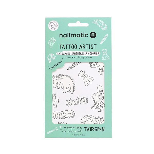 Nailmatic – Planche de tatouage à colorier - Dinosaures