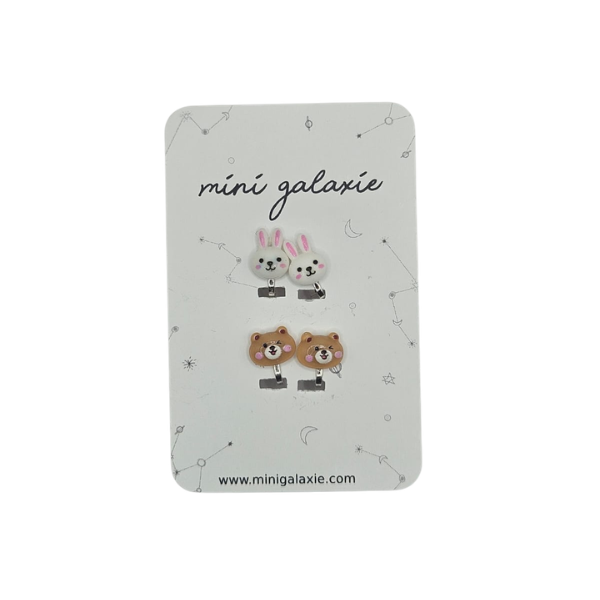 Boucles d'oreilles Clips - Lapin et ours
