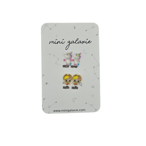 Boucles d'oreilles Clips - Licorne et glace
