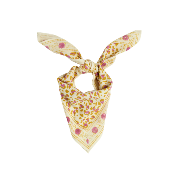 Bonheur du jour - Petit foulard - Léopard Ecru/Kiwi