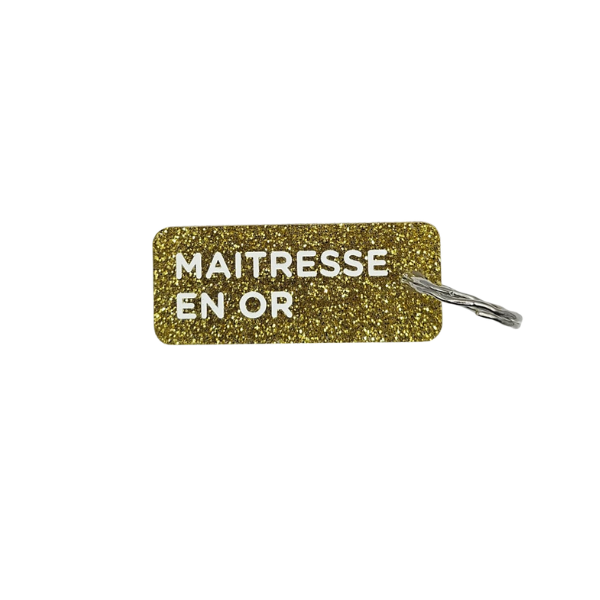 Porte-clés à paillettes - Maitresse en or