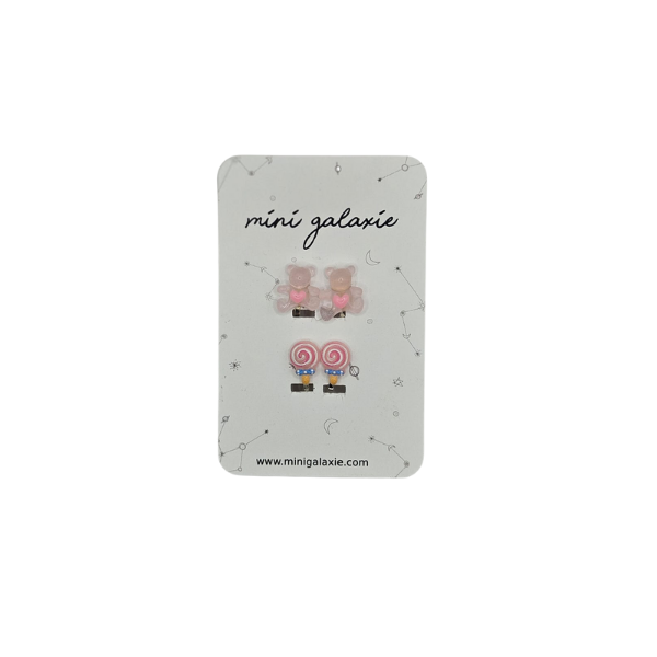 Boucles d'oreilles Clips - Nounours et sucette