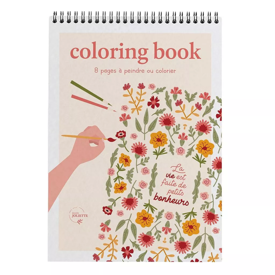 Maison Joliette - Carnet de coloriage A4 - Petits bonheurs