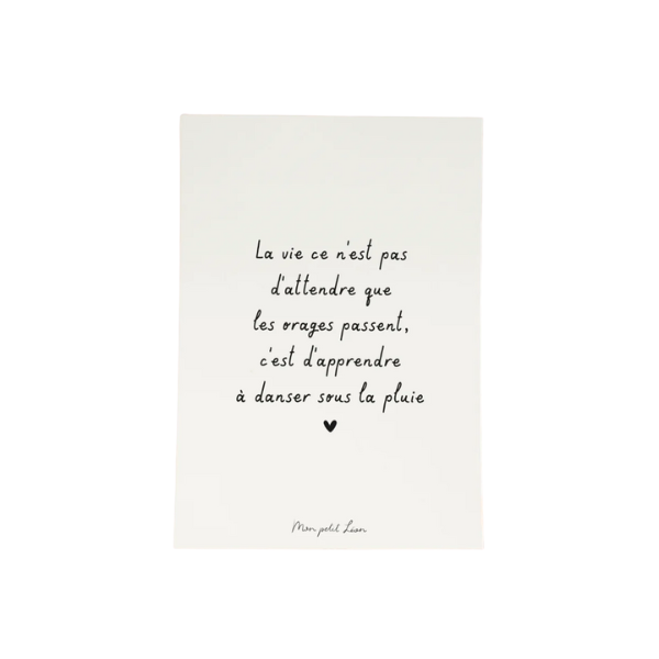Mon Petit Léon - Carte citation A6 - Danser sous la pluie