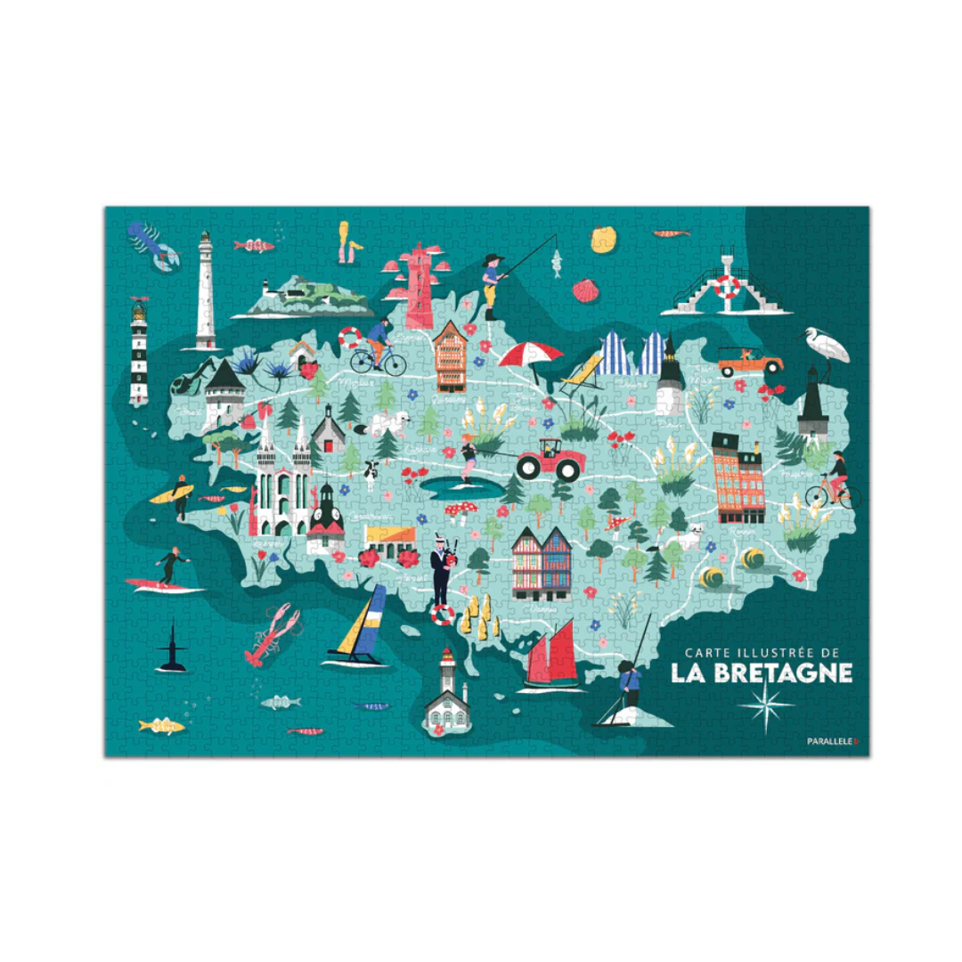 Puzzle Parallèle 48 - Carte illustrée de la Bretagne