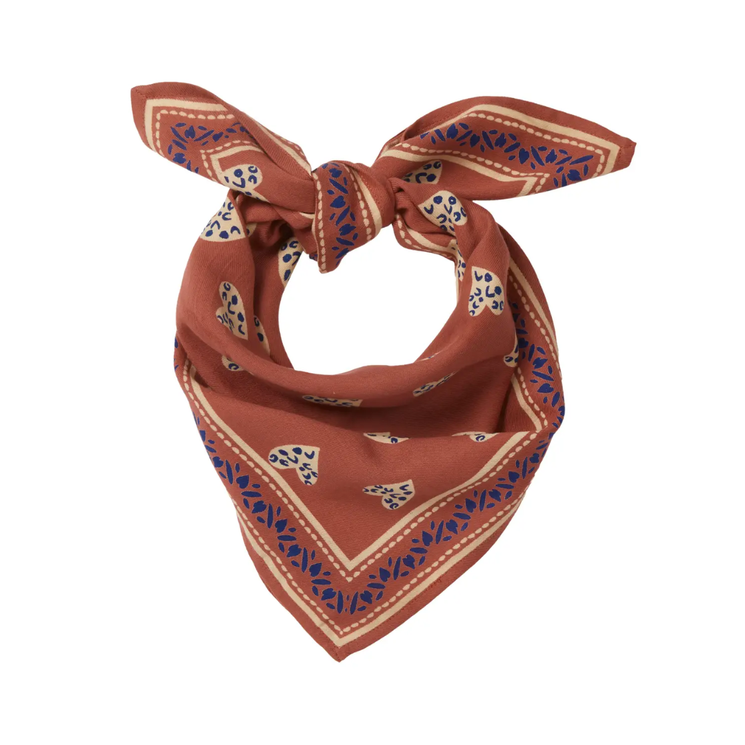 Petit foulard « Coeur Sauvage » Terracotta - Bonheur du jour