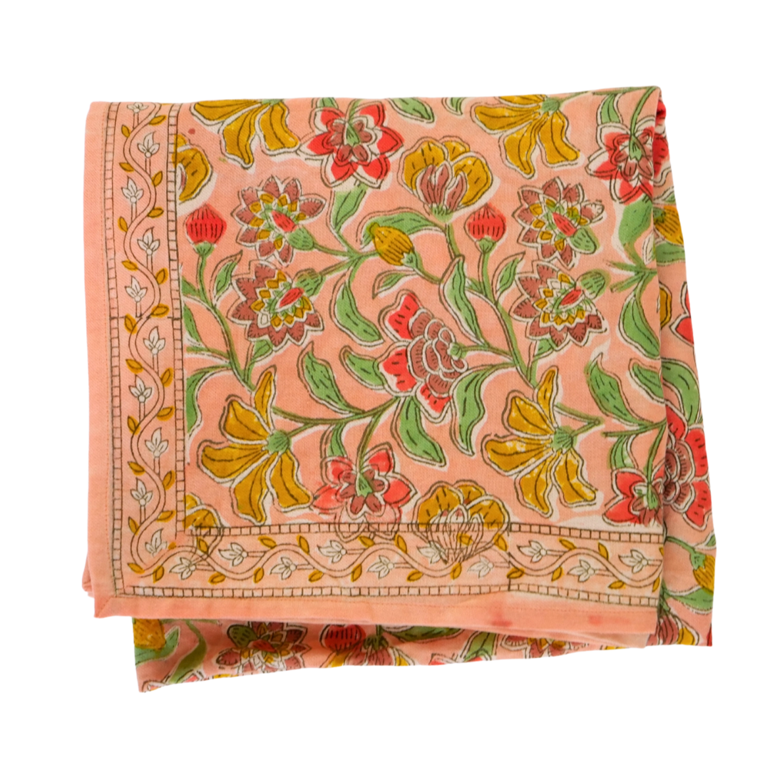 Foulard fleurs indiennes rose bohème - Bonheur du jour