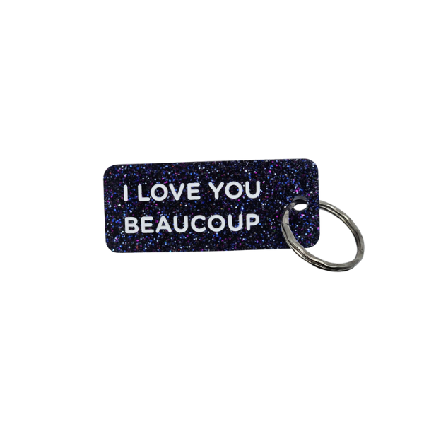 Porte-clés à paillettes - I love you beaucoup