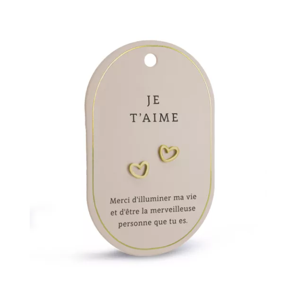 Boucles d’oreilles cœur - Je t'aime