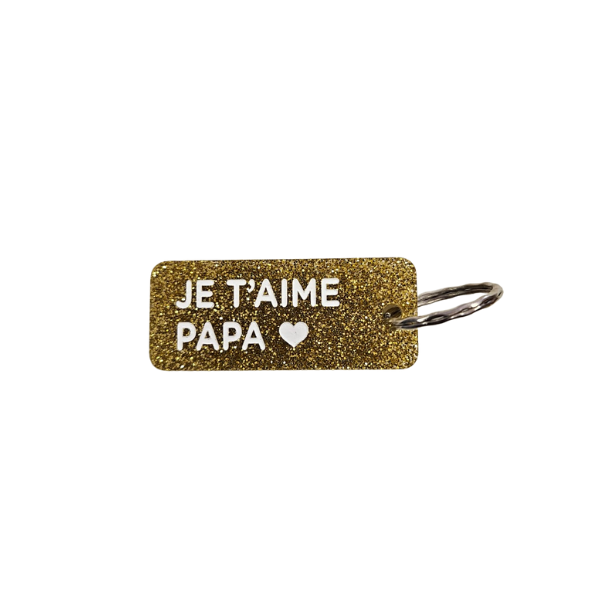 Porte-clés à paillettes - Je t'aime Papa