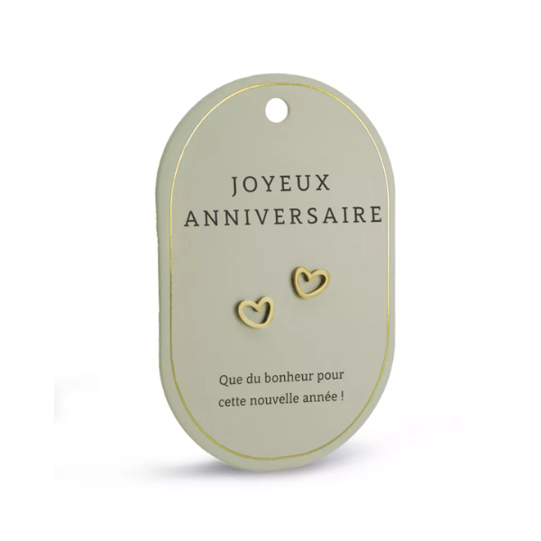 Boucles d’oreilles cœur - Joyeux anniversaire