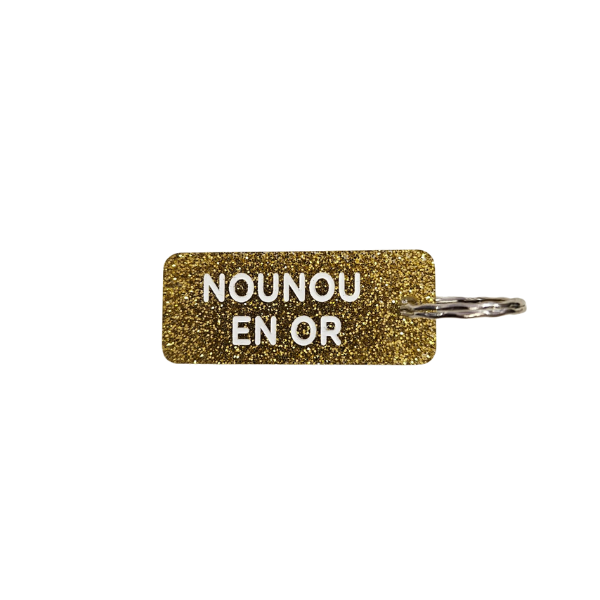 Porte-clés à paillettes - Nounou en or