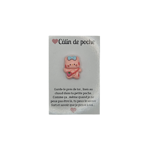 Câlin de Poche - Chat rose noeud