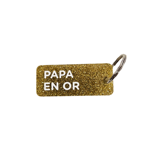 Porte-clés à paillettes - Papa en or