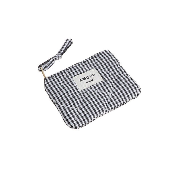 Porte-monnaie - "AMOUR" - Vichy noir