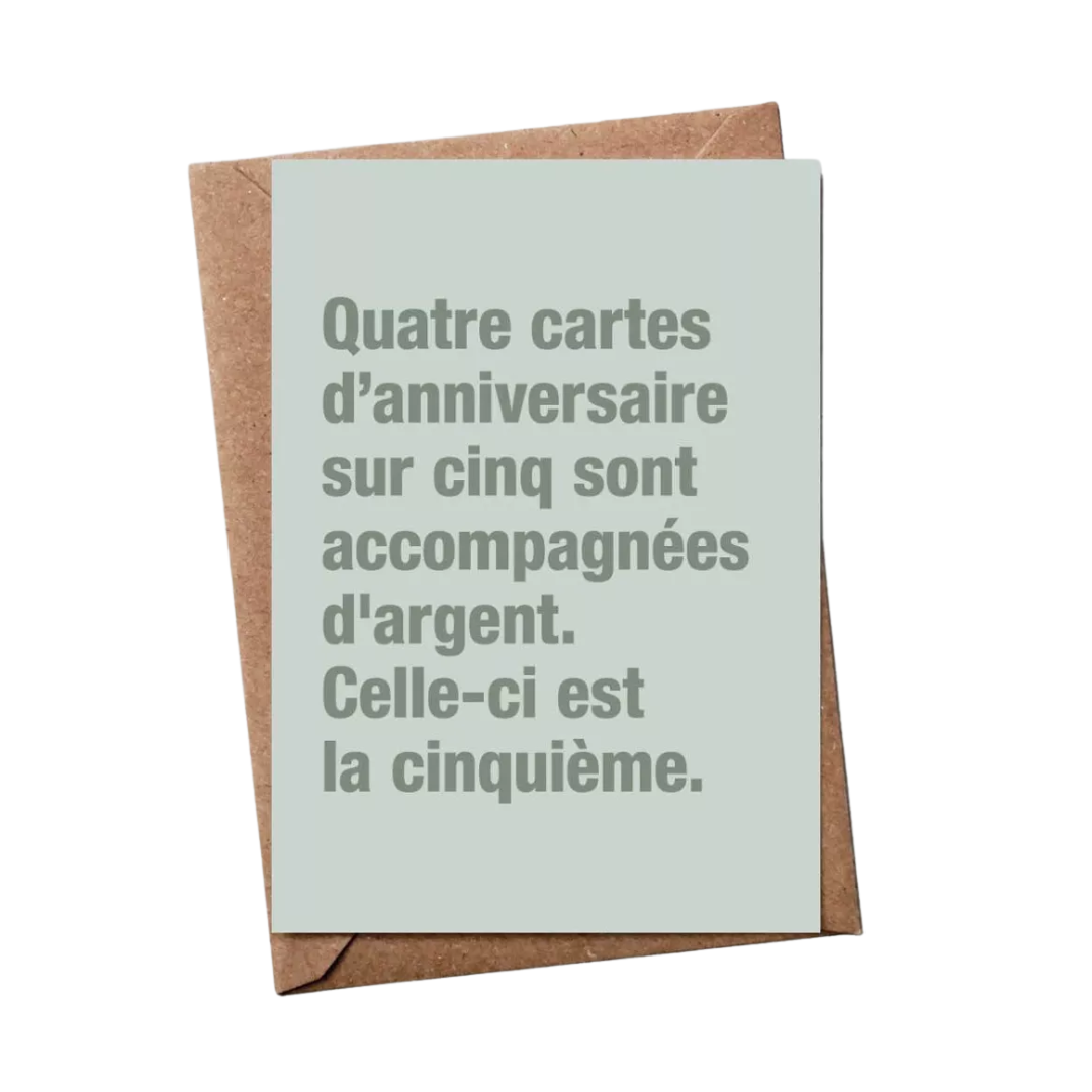 Bulma Carte anniversaire - Quatre cartes sur cinq sont accompagnées d 'argent