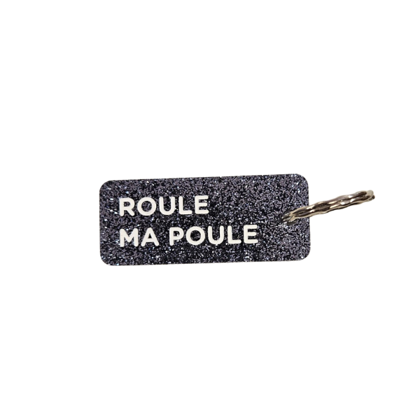 Porte-clés à paillettes - Roule ma poule
