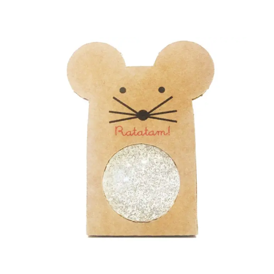 Ratatam - Balle rebondissante souris à paillettes Argent