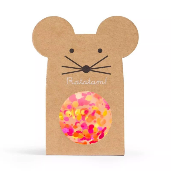 Ratatam - Balle rebondissante souris Ă paillettes multico