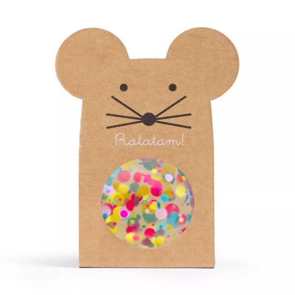 Ratatam - Balle rebondissante souris Ă paillettes multico