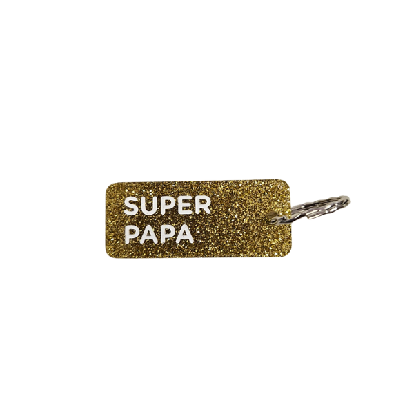 Porte-clés à paillettes - Super Papa
