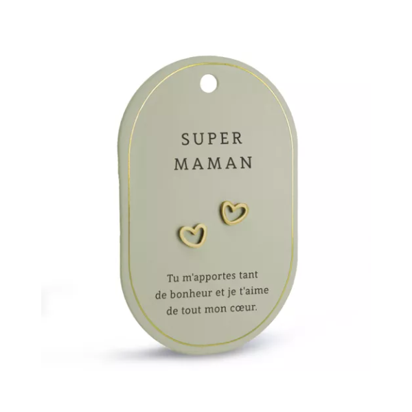 Boucles d’oreilles cœur - Super maman