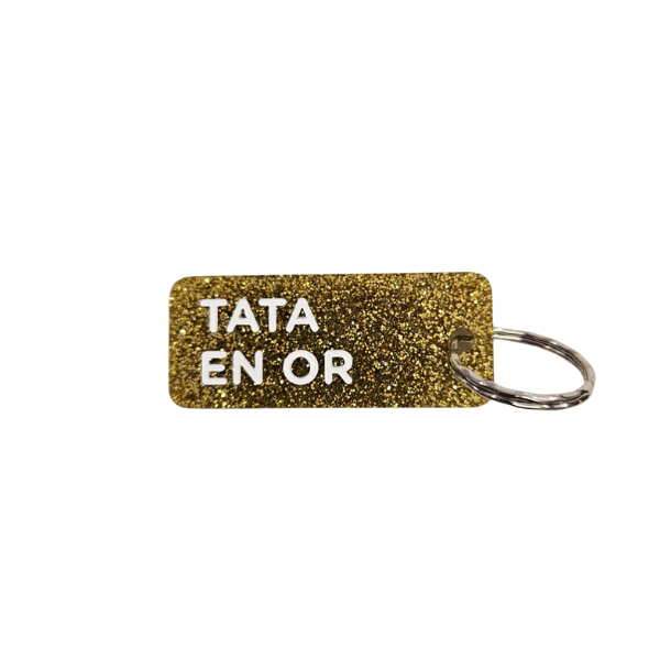 Porte-clés à paillettes - Tata en Or