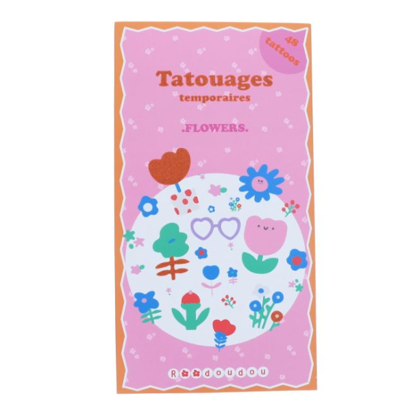 Set de 2 planches de tatouages temporaires - "Fleurs"