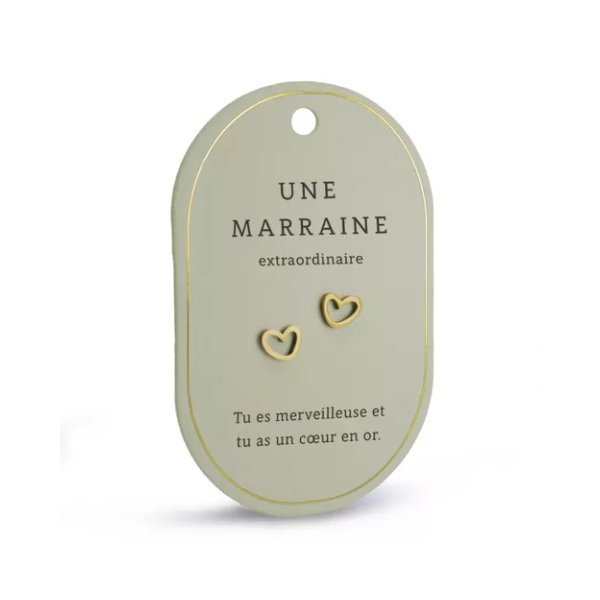 Boucles d’oreilles cœur - Une marraine