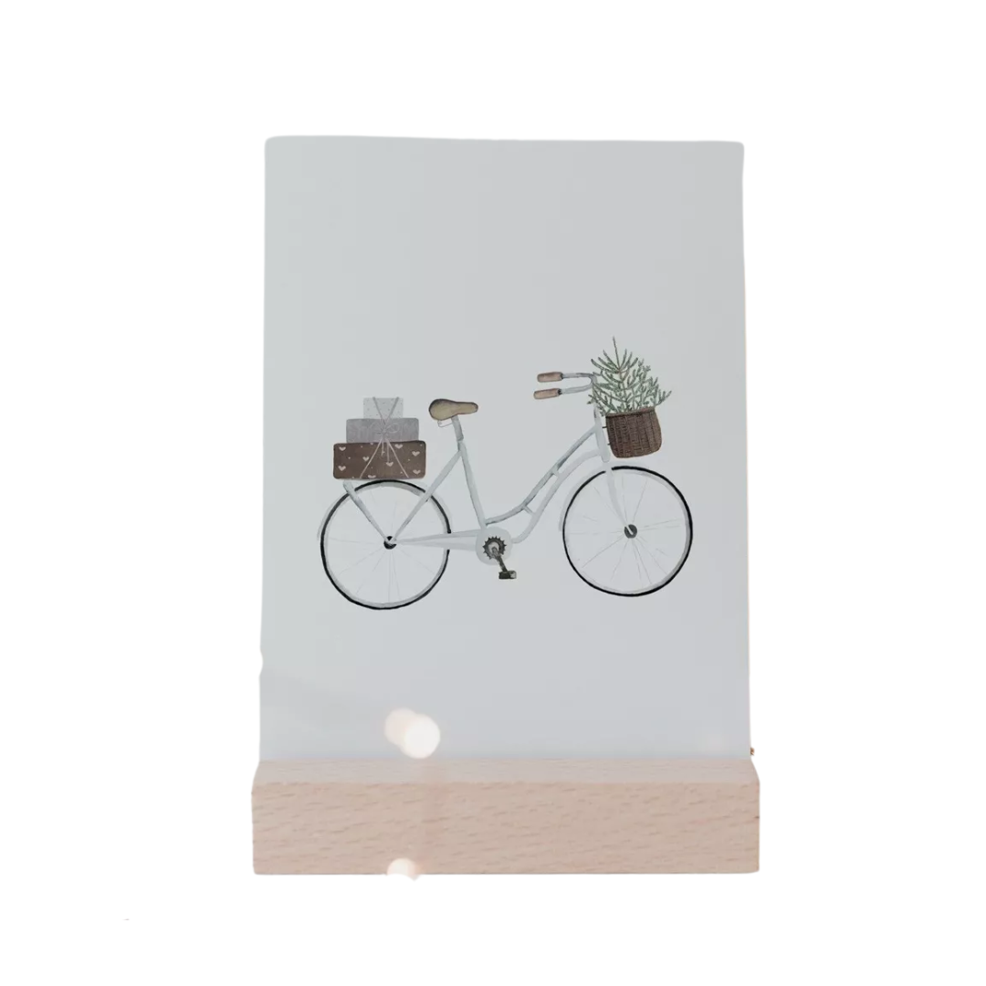 Carte aquarelle - Bicyclette de Noël