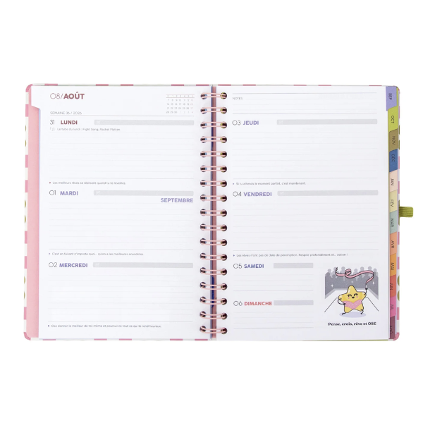 Agenda Mr. Wonderful 2026-27 Hebdomadaire - Vis aujourd’hui, planifie toujours