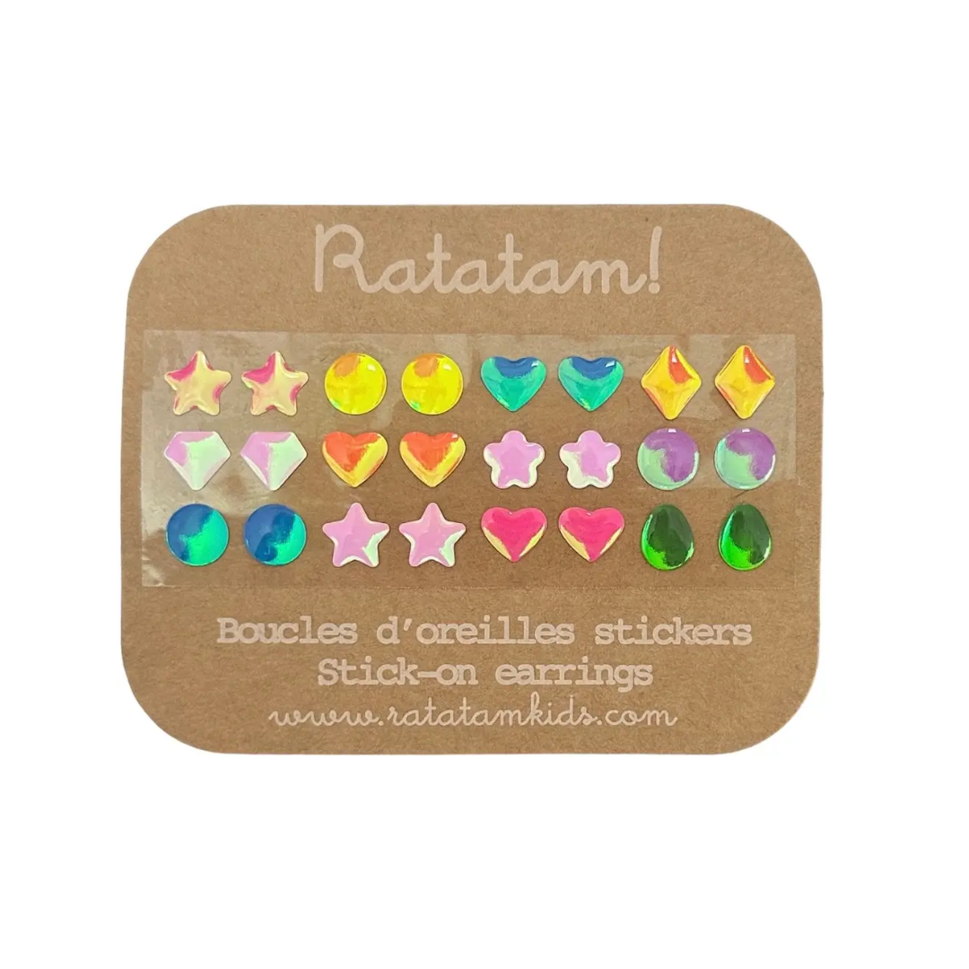 Ratatam - Lot 12 boucles d'oreilles autocollantes