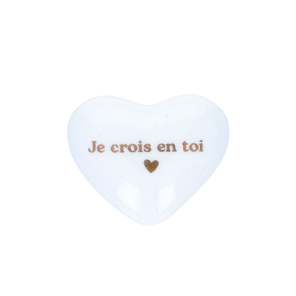 Cœur en céramique blanc - "Je crois en toi"