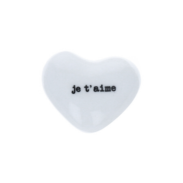 Cœur en céramique blanc - "Je t'aime"
