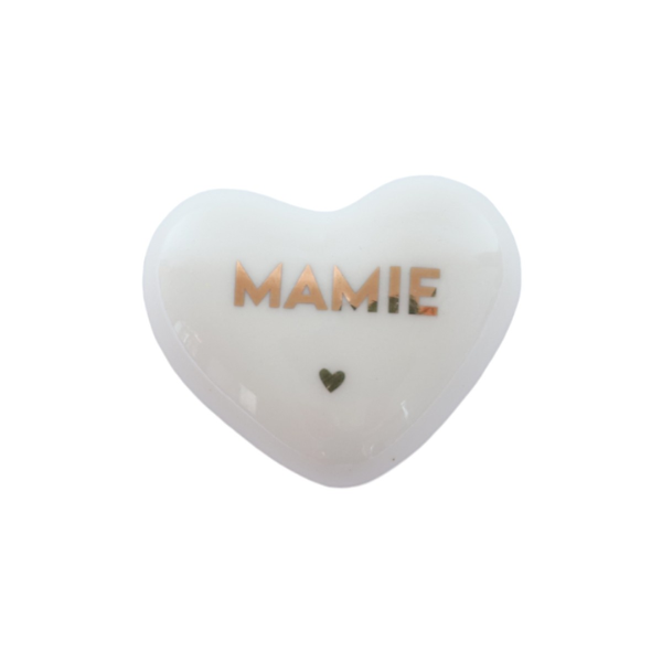 Cœur en céramique blanc - "Mamie"