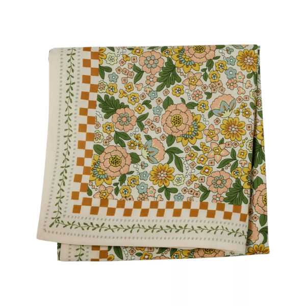 Foulard fleurs indiennes Amaia rose corail - Bonheur du jour