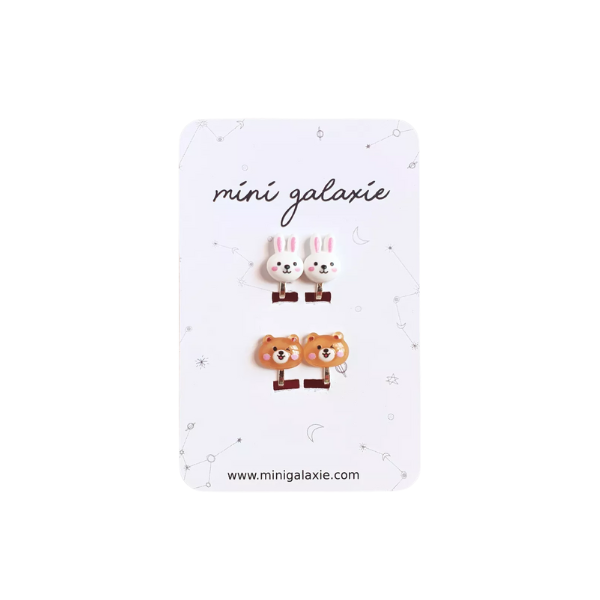 Boucles d'oreilles Clips - lapin et ourson