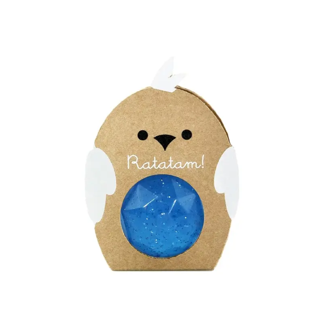 Ratatam - Balle rebondissante oiseau à paillettes bleu