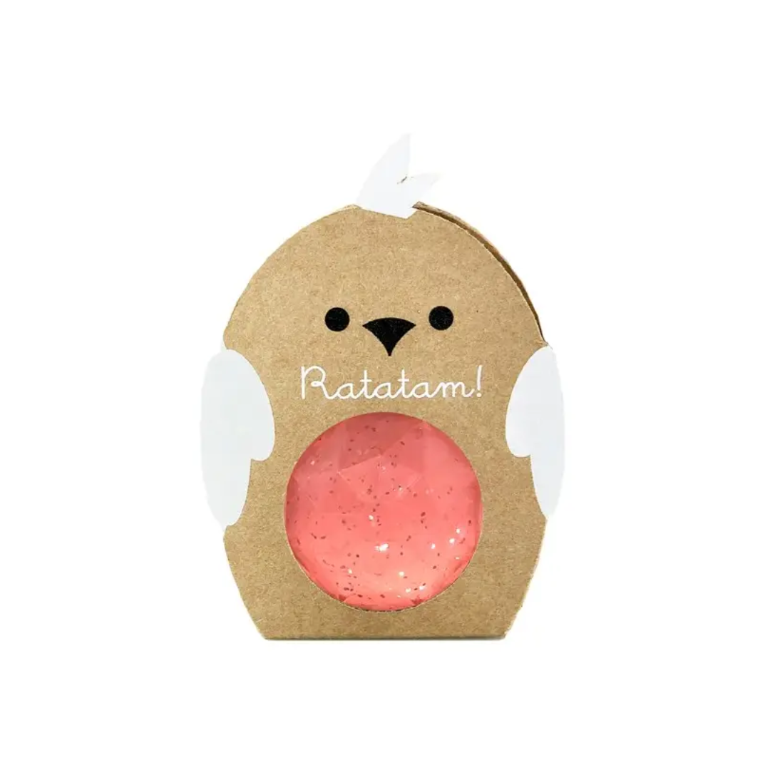 Ratatam - Balle rebondissante oiseau à paillettes Rose