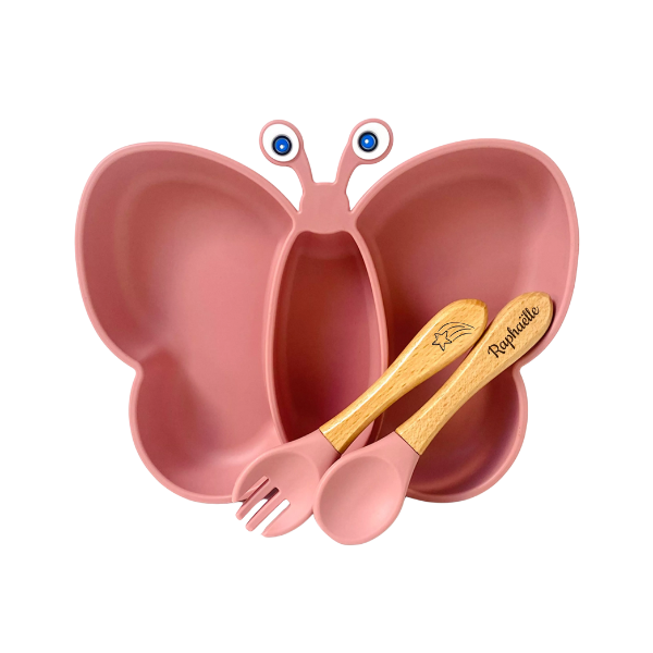 Les petits citrons - Set repas + couvert Papillon Rose