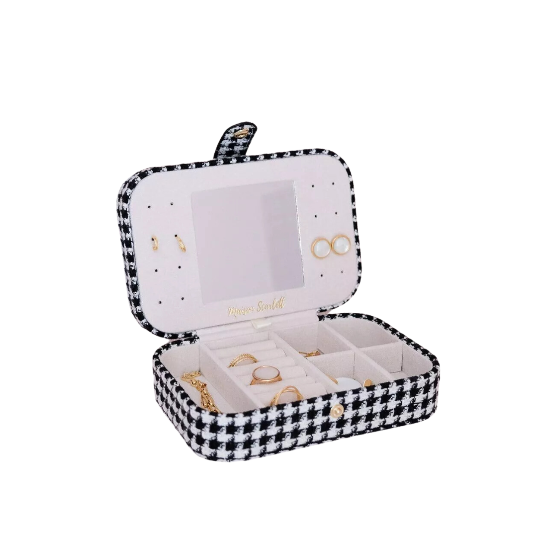 Maison Scarlett - Boîte à bijoux de voyage pied-de-poule