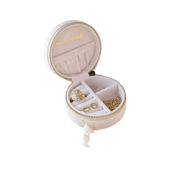 Maison Scarlett - Boîte à bijoux ronde lin - beige
