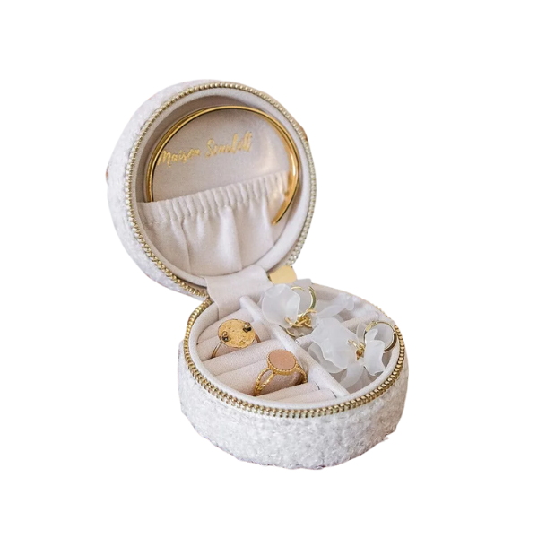 Maison Scarlett - Boîte à bijoux ronde teddy - Blanc